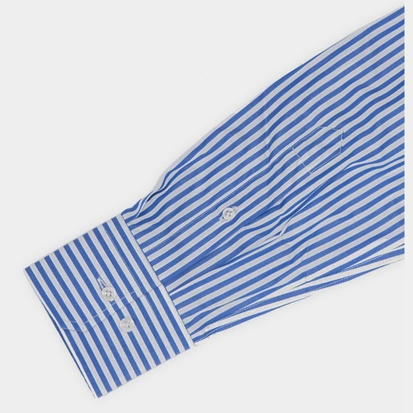 Pal Zileri Shirt Blue Stripe Dress Shirt Button-Up 40 15¼ - Picture 4 of 8
